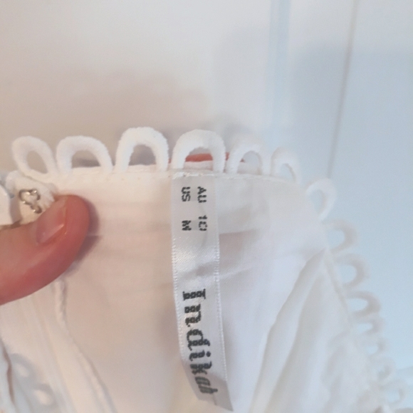 Adika ivory eyelet broderie anglaise lace ruffle asymmetrical cotton mini skirt - Picture 3 of 3